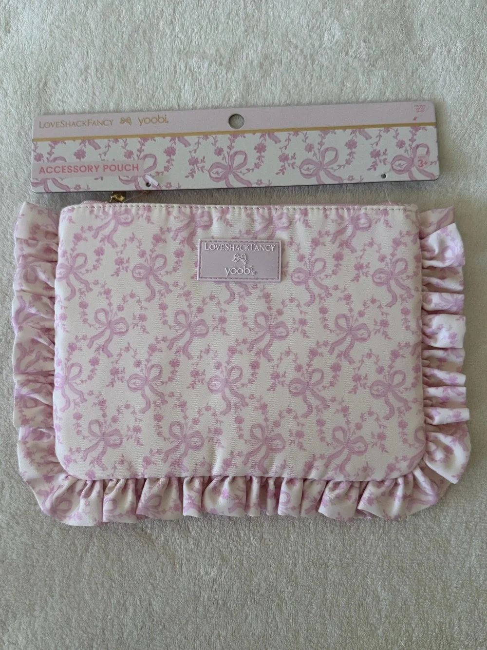 NWT LoveShack Fancy x Target Yoobi Pencil Case with Ruffle Chantilly